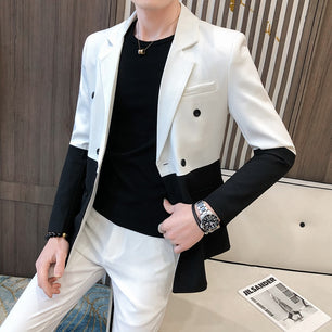 Men's Notched Collar Long Sleeve Single Button Closure Blazers