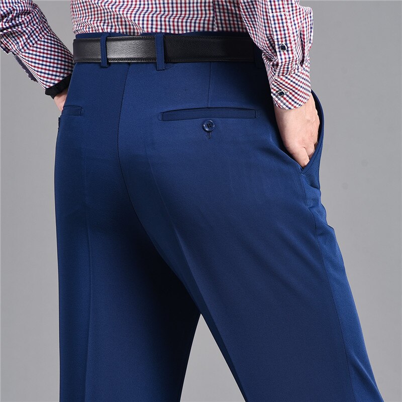 Men's Polyester Zipper Fly Closure Full Length Formal Wear Pants