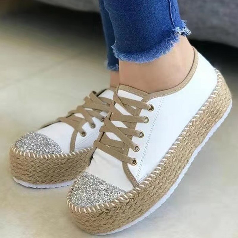 Women's PU Round Toe Lace-up Closure Breathable Casual Sneakers