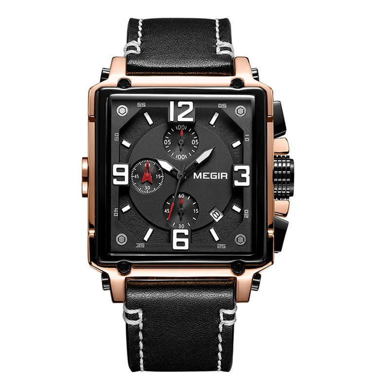 Men's Alloy Buckle Clasp Water-Resistant Quartz Square Watches