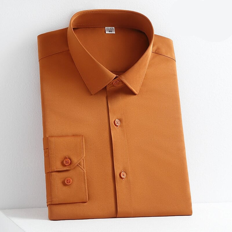 Men's Polyester Single Breasted Full Sleeves Solid Pattern Shirt