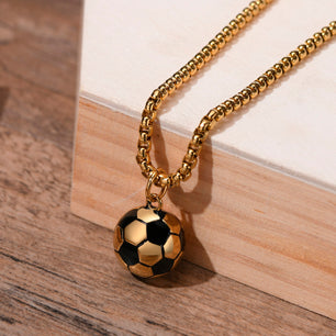 Men's Stainless Steel Link Chain 3D Soccer Football Necklace