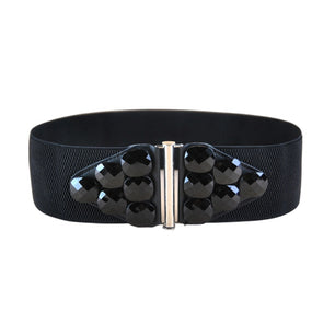 Women's PU Buckle Closure Elastic Waist Elegant Trendy Belts