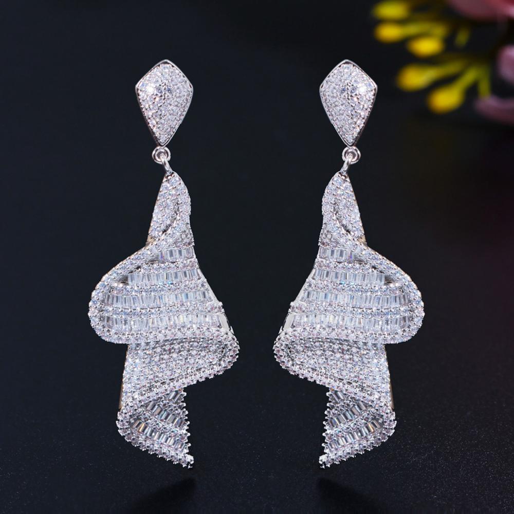 Women's Copper Cubic Zirconia Geometric Trendy Drop Earrings