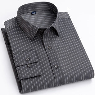 Men's Polyester Single Breasted Striped Pattern Formal Wear Shirt