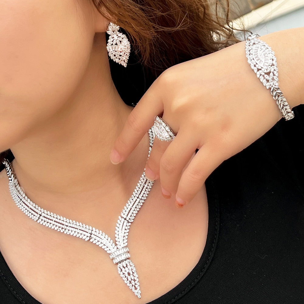 Women's Copper Cubic Zirconia Classic Geometric Jewelry Sets