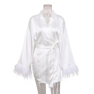 Women's Polyester Three Quarter Sleeves Robes Nightgown Dress