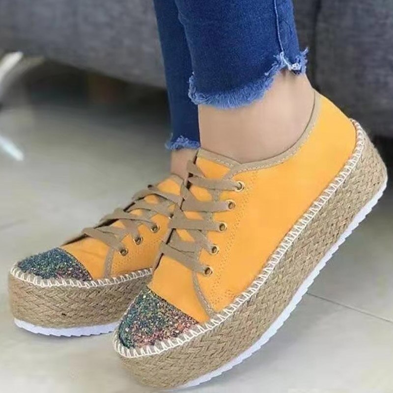 Women's PU Round Toe Lace-up Closure Breathable Casual Sneakers