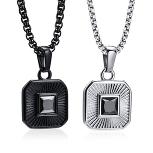 Men's Stainless Steel Metal Link Chain Square Trendy Necklace