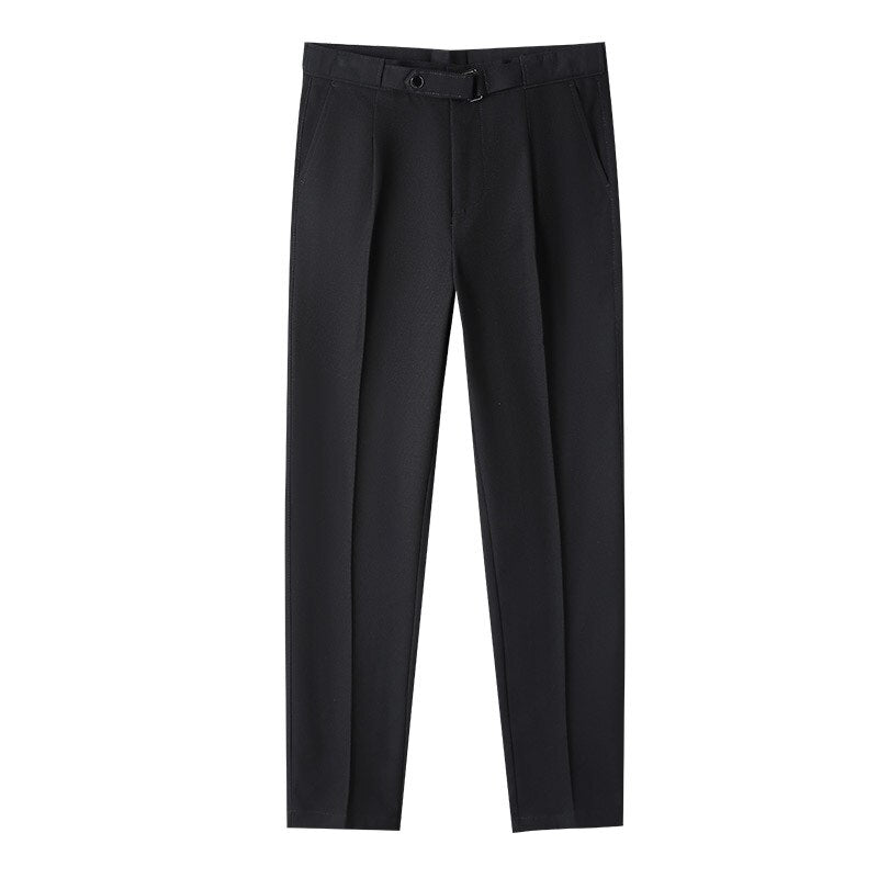 Men's Polyester Zipper Fly Closure Solid Pattern Dress Pants