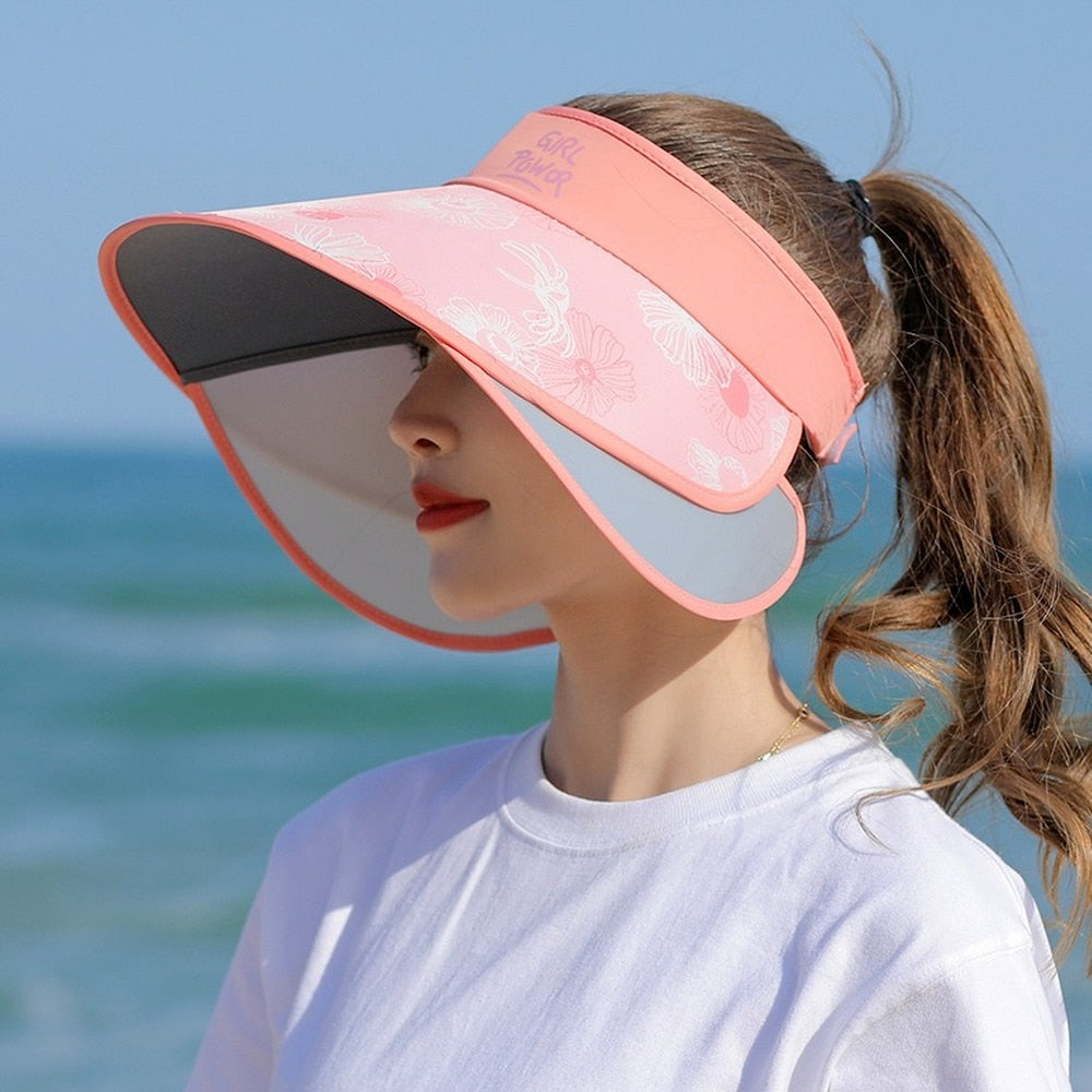 Women's Polyester UV Sun Protection Printed Brim Bucket Hats