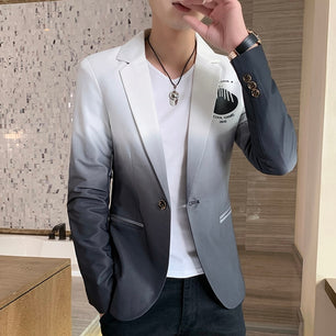 Men's Turn Down Collar Long Sleeves Single Button Printed Blazer