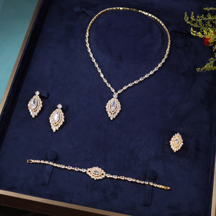 Women's Copper Cubic Zirconia Luxury Bridal Wedding Jewelry Sets