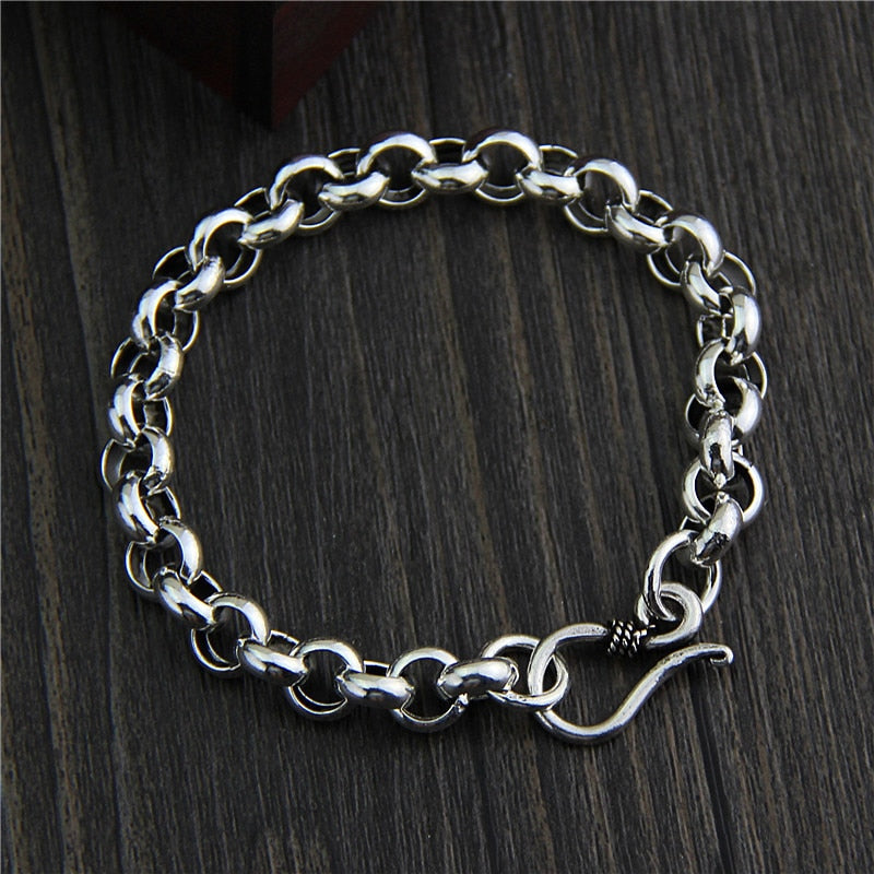 Women's 100% 925 Sterling Silver Round Link Chain Bracelet