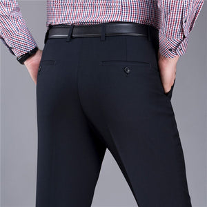 Men's Polyester Zipper Fly Closure Full Length Formal Wear Pants