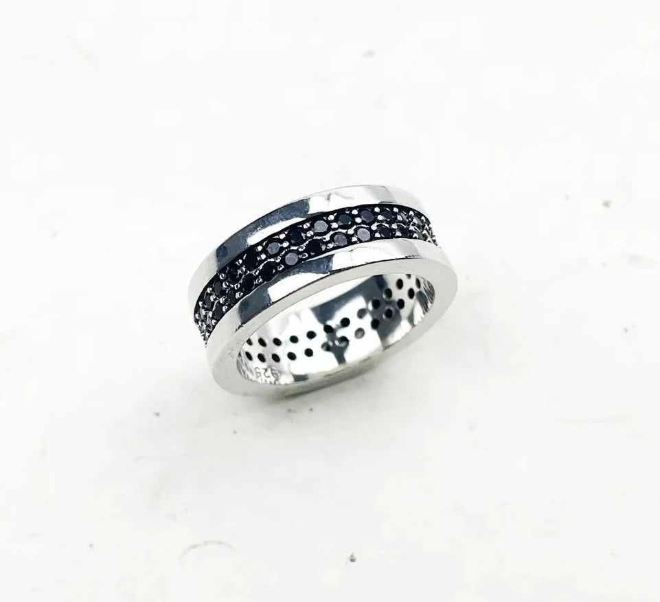 Women's 100% 925 Sterling Silver Pave Setting Round Classic Ring