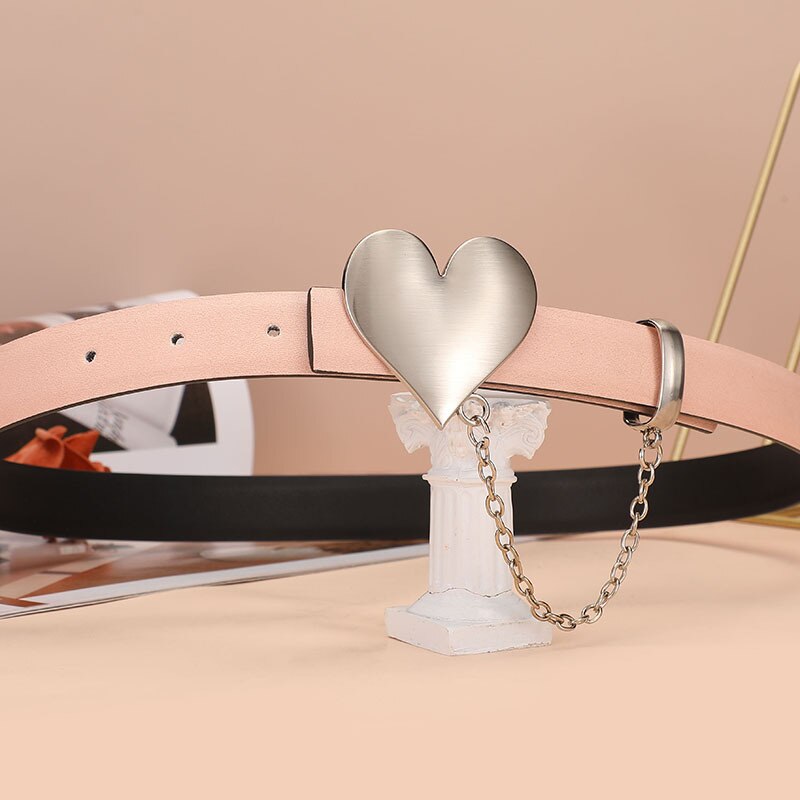 Women's Genuine Leather Heart Shaped Smooth Buckle Trendy Belt