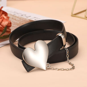 Women's Genuine Leather Heart Shaped Smooth Buckle Trendy Belt