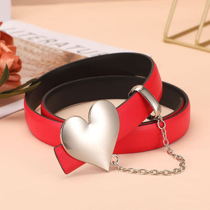 Women's Genuine Leather Heart Shaped Smooth Buckle Trendy Belt