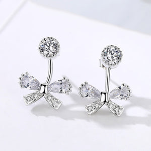 Women's 100% 925 Sterling Silver Crystal Plant Trendy Earrings