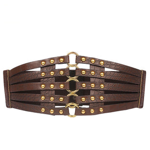 Women's Faux Leather Solid Pattern Buckle Strap Elegant Belts