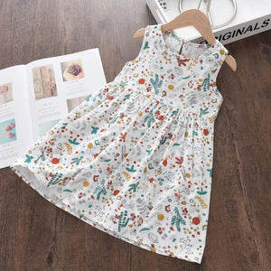 Baby Girl's Polyester Square Neck Sleeveless Solid Causal Dress