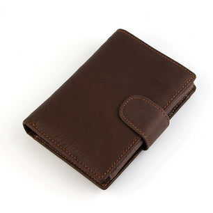 Men's Genuine Leather Inner Card Holder Hasp Closure Bifold Wallets