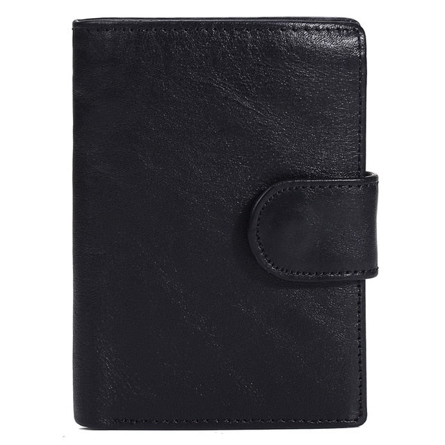 Men's Genuine Leather Inner Card Holder Hasp Closure Bifold Wallets