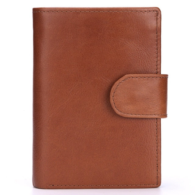 Men's Genuine Leather Inner Card Holder Hasp Closure Bifold Wallets