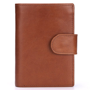 Men's Genuine Leather Inner Card Holder Hasp Closure Bifold Wallets