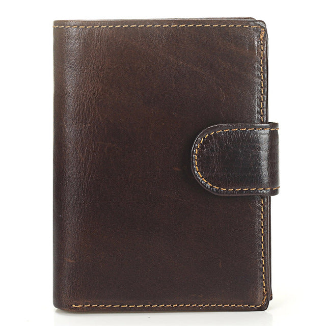 Men's Genuine Leather Inner Card Holder Hasp Closure Bifold Wallets