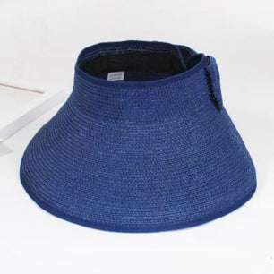 Women's Round Straw Linen Adjusted-Straps Wide Brim Sun Hats