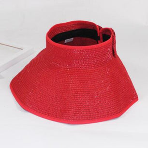 Women's Round Straw Linen Adjusted-Straps Wide Brim Sun Hats