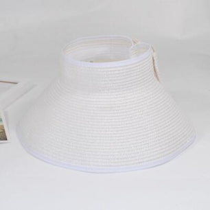 Women's Round Straw Linen Adjusted-Straps Wide Brim Sun Hats