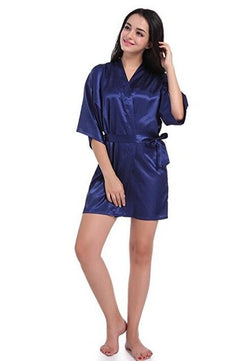 Women's Open Stitch Flare Sleeve Plain Belted Waist Nightgown