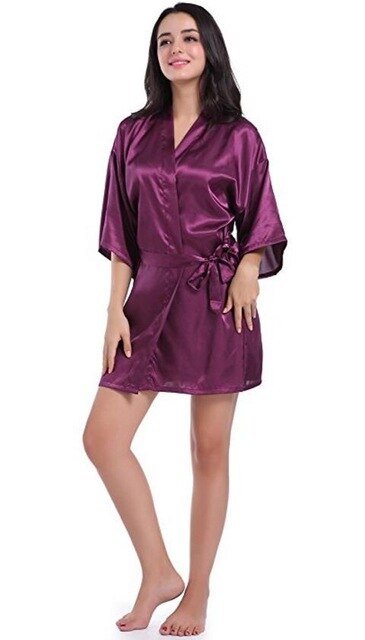 Women's Open Stitch Flare Sleeve Plain Belted Waist Nightgown