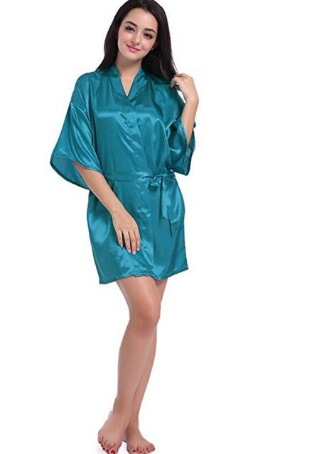 Women's Open Stitch Flare Sleeve Plain Belted Waist Nightgown