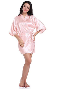 Women's Open Stitch Flare Sleeve Plain Belted Waist Nightgown