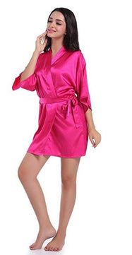 Women's Open Stitch Flare Sleeve Plain Belted Waist Nightgown