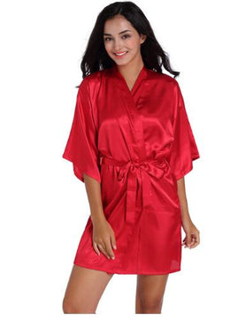 Women's Open Stitch Flare Sleeve Plain Belted Waist Nightgown