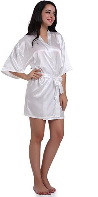 Women's Open Stitch Flare Sleeve Plain Belted Waist Nightgown