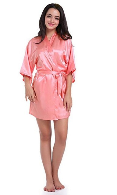 Women's Open Stitch Flare Sleeve Plain Belted Waist Nightgown