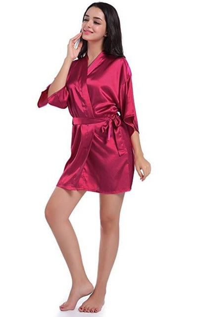 Women's Open Stitch Flare Sleeve Plain Belted Waist Nightgown