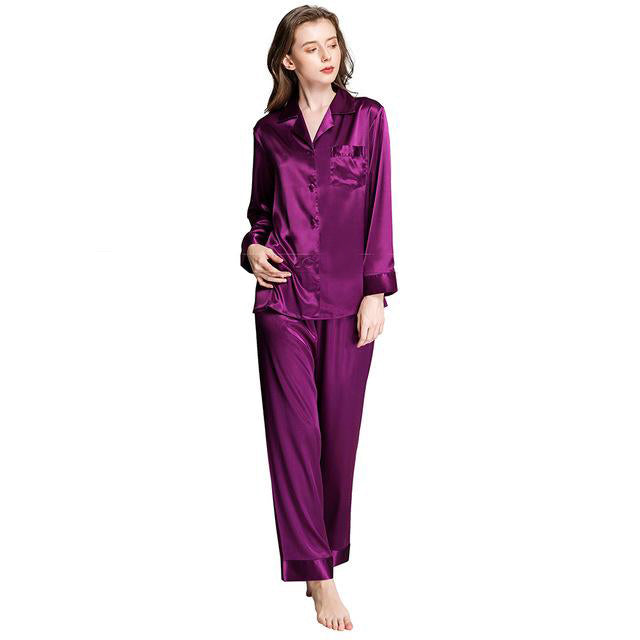 Women's Long Sleeve Button Down Shirt With Pant Pajama Set