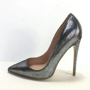 Women's Sequins Leather Pointed Toe Slip-On High Heel Shoe