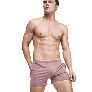 Men's Low Elastic Waist Plain Quick-Dry Swimwear Boxer Shorts