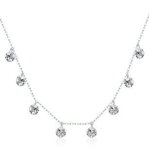 Women's 100% 925 Sterling Silver Round Cubic Zircon Choker Necklace
