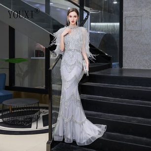 Women's V-Neck Cape Style Rhinestone Formal Wear Gown