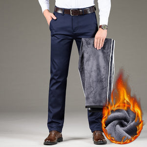 Men's Mid Waist Plain Button Zipper Pocket Straight Formal Pants