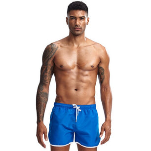 Men's Elastic Drawstring Waist Plain Quick-Dry Beach Shorts